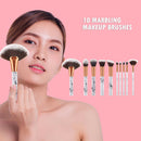 10pcs/Set Marble Handle Professional Makeup Brushes Portable Travel Face Beauty