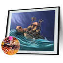Stray Turtle Rhinestone Wall Craft Full Round Handmade DIY Diamond Painting