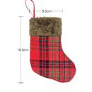 Christmas Stockings Plush Plaid Gift Bag Socks Fireplace Xmas Tree Ornament