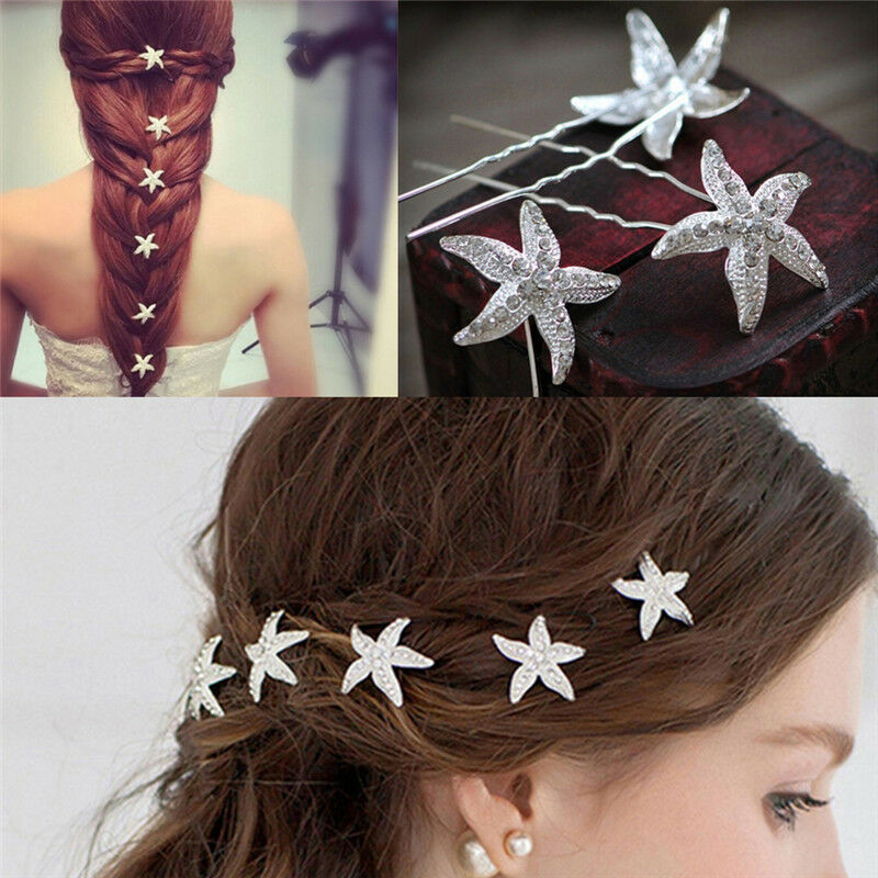 6pcs Girl Starfish Braid  Hairpin Headdress Wedding Party Hair Accessories ly