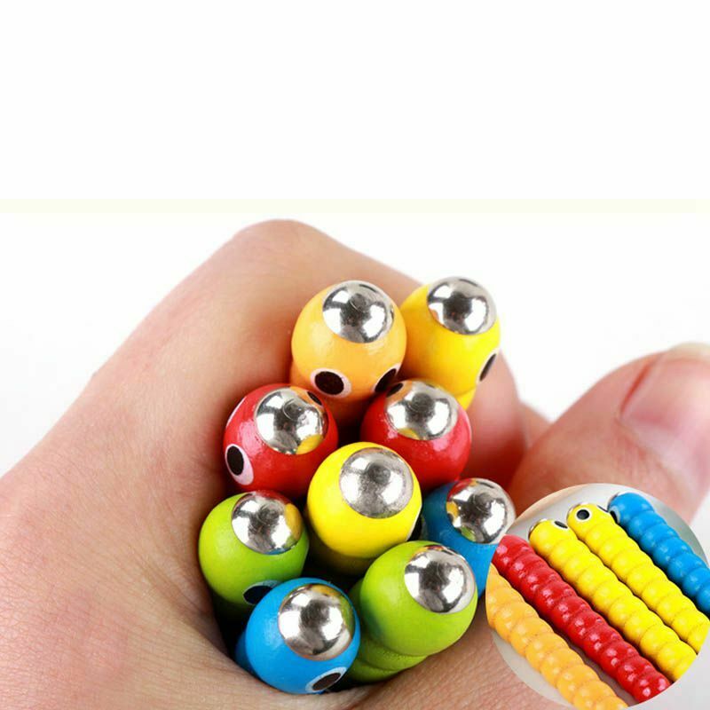 10Pcs Insects Basic Educational Development Wooden Magnetic Catch Insects G M3U9