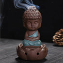 Asian Little Monk Incense Joss Stick Cones Coils Burner Ash Catcher Blue