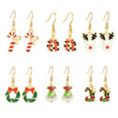 6 Pairs Christmas Bell Elk Dangles Earrings Women Ear Drop Alloy Jewelry Gifts