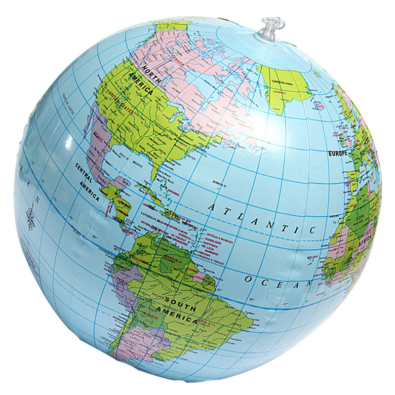 16'' Inflatable World Globe Earth Map Teaching Geography Map Beach Ball Kid C6D5