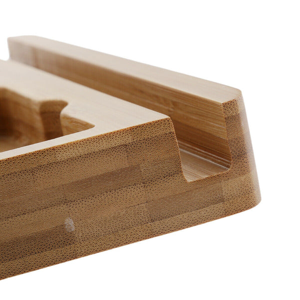4 In1 Bamboo Desktop Organizer Stand For Mobile Phone, Ipad, Pen, Card