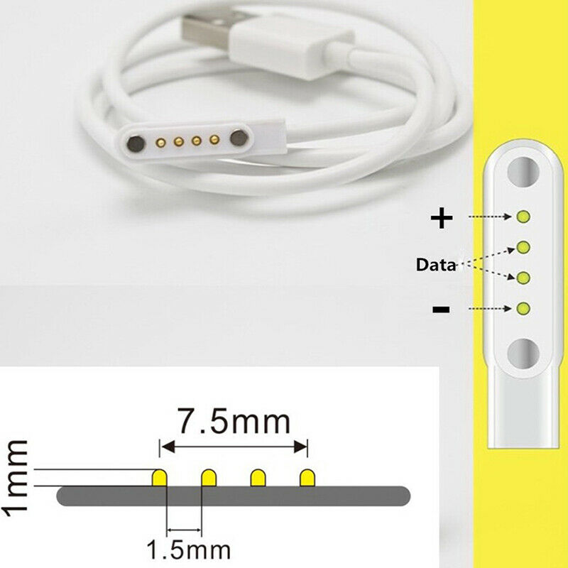 Magnetic Charger USB 2.0 Charging Cable Cord Power 4 Pin For Smart Watch KW88 OZ