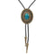 Men Bolo Tie Necklace Turquoise Stone Western Cowboy PU Leather Rope Necktie