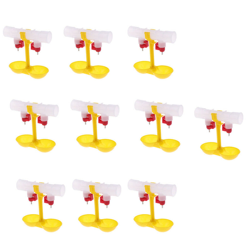 10x Double Feeder Drinker Chicken Drinking Fountain Cup Chickens Hens Ducks