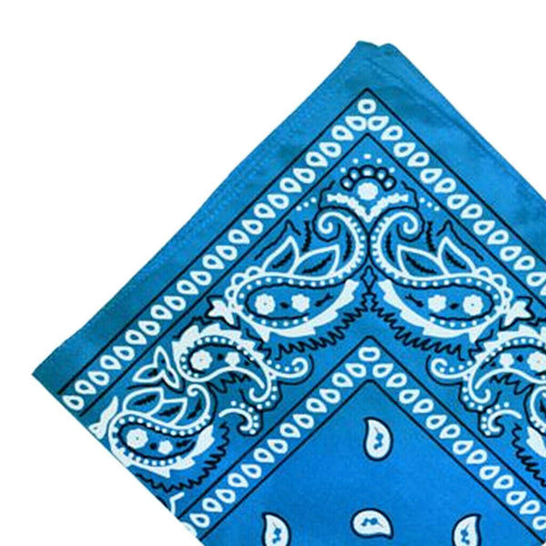 Women Men Double Sided Paisley Bandana Head Wrap Headband Handkerchief Blue