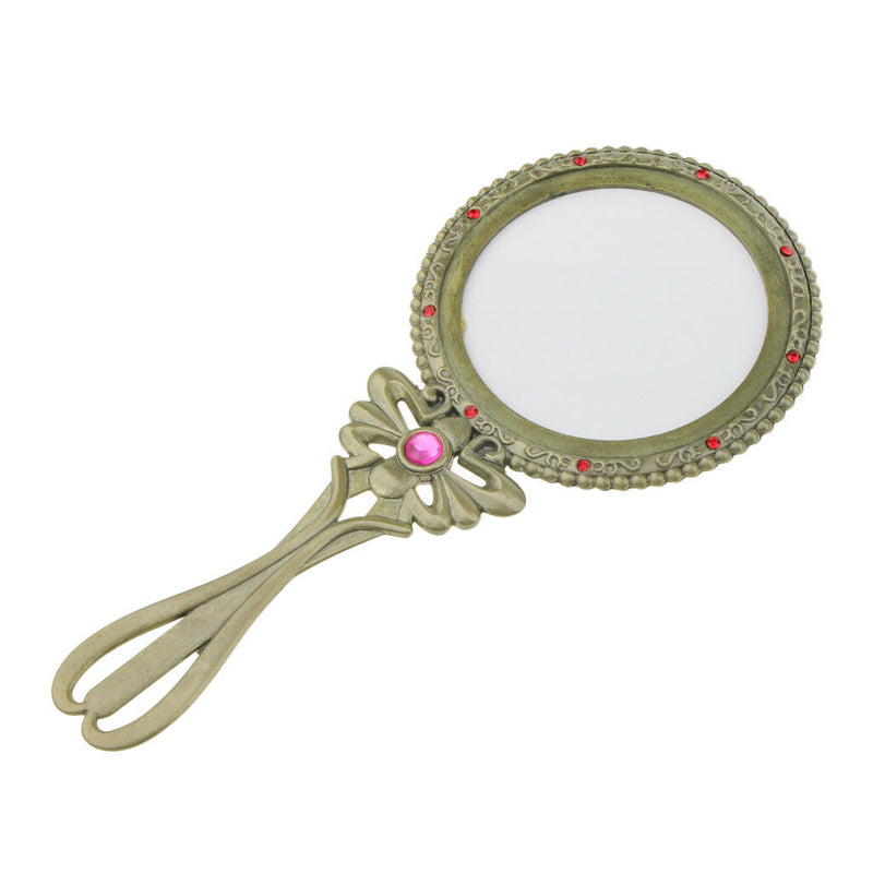 Lady Retro Hand Held Vanity Round Mirror Makeup Dresser Pocket Size Mirror