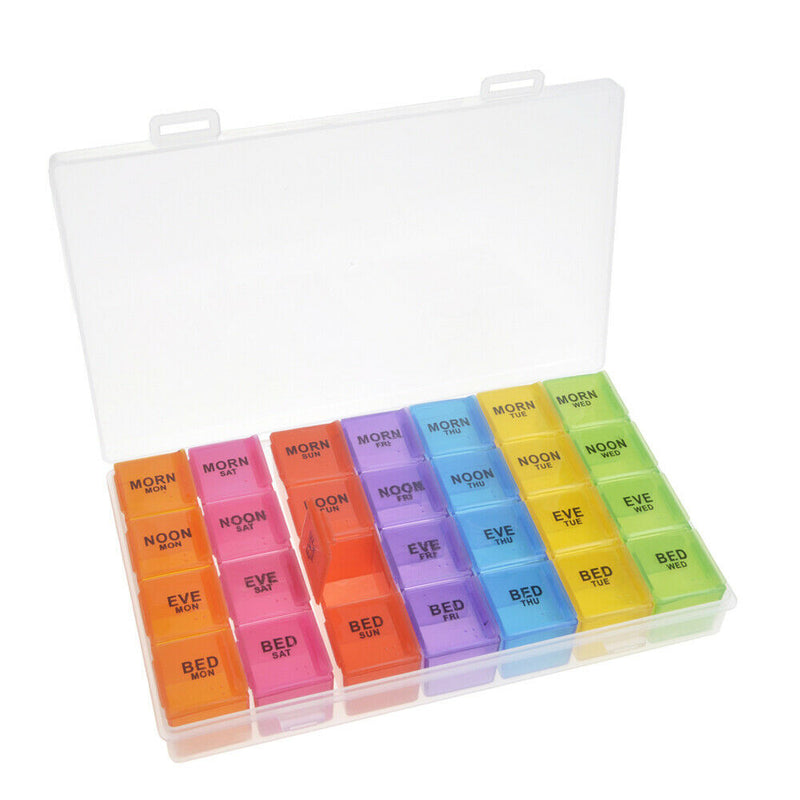 Monthly Pill Organizer Pills Holder For Travel 28 Day Compartments Transparent