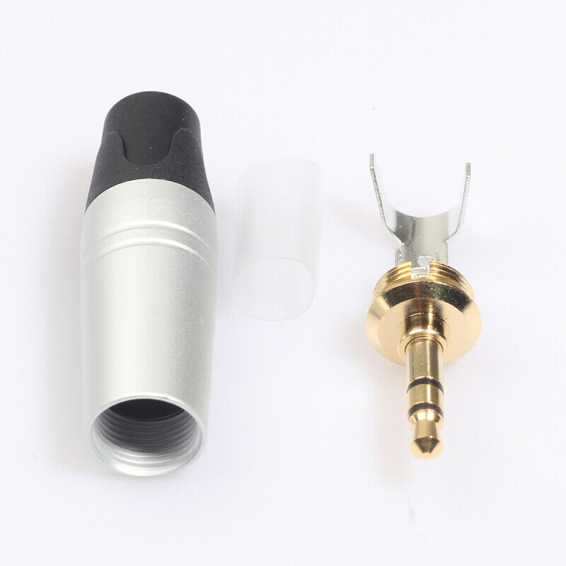 2x 1/8" 3.5mm Male Jack Plug Soldering 3 Pole Plug Repair Headphone Male Jack
