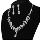 Rhinestone Wedding Bridal Jewelry Set Necklace Chain Ear Piercing Earrings