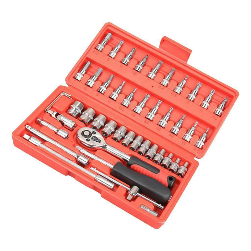 46-Piece 1/4-Inch 6.3mm Car Auto Automobile Repair Tool Ratchet Wrench Drive