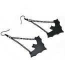 Black Bat Earrings Drop Dangle Hook Ear Stud Halloween Jewelry For Women Girl's