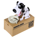 New Cute Stealing Coin Money Box Dog Piggy Bank Storage White/Black SN9F