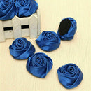 12pcs  50mm Blue Satin Ribbon Rose Flower DIY Wedding Bouquet Appliques Decor