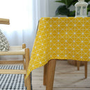 Yellow Chessboard Decorative Table Cloth Cotton Linen Tablecloth Dining Tab