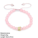 Fashion Women Zircon Crown Pink Stone Strand Bracelet Beads Bangle Jewelry A