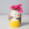 2Pcs Mini Ceramic Succulent Pot About Cute Smile Girl Pots for