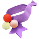 Star Pompom Hair Rope Women Ponytail Holder Elastic Rubber Bands (Purple) A