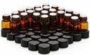 20 pack 1 ml (1/4 dram) Amber Glass Essential Oil Bottle, Orifice Reducer & cap