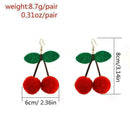 Cute Women Girl Cherry Pom Pom Ball Drops Earrings Women Jewelry Dangl