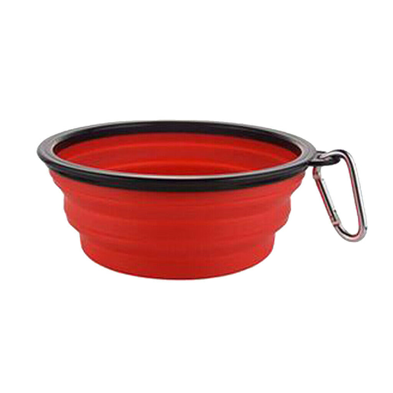 Pet Dog Portable Silicone Collapsible Travel Feeding Bowl Dish Feeder Red