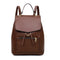 Leather Women Casual School Bags Shoulder Handbag Travel Backpacks (Brown)