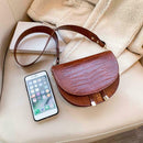 Retro Crossbody Handbag Women Semicircle Leather Shoulder Bag (Light Brown)