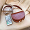 Retro Crossbody Handbag Women Semicircle Leather Shoulder Bag (Light Brown)