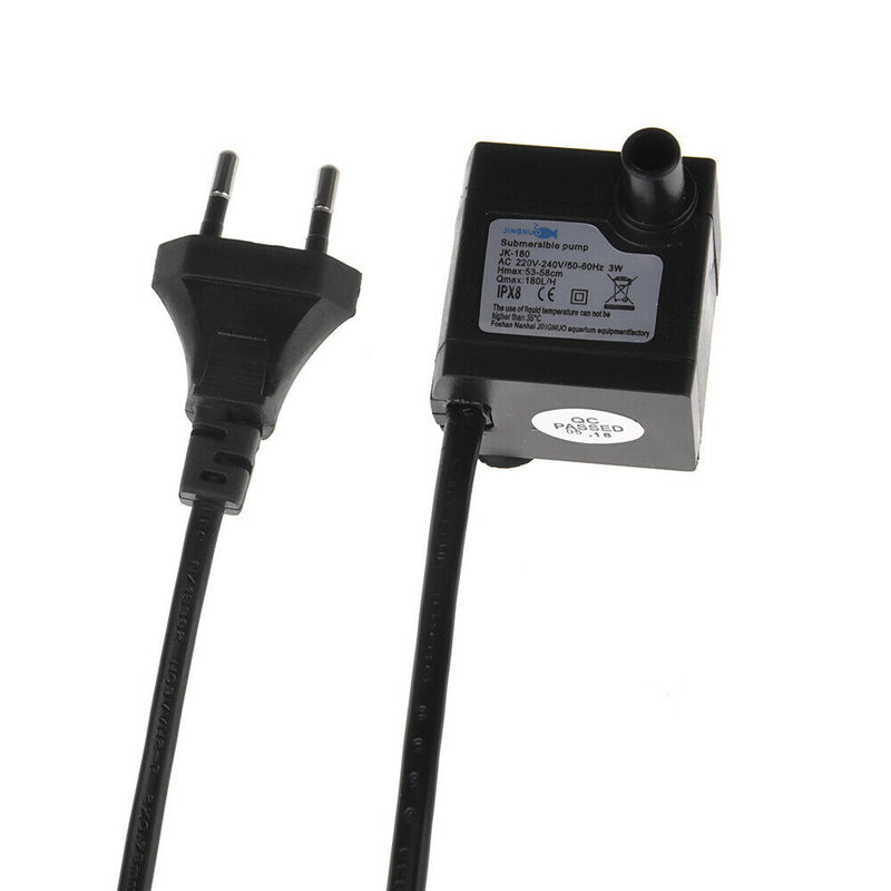 EU Plug 3W Durable Submersible Water Pump f. Aquarium Rockery Fountain Fish Tank