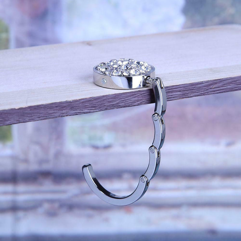 Portable Alloy Rhinestone Foldable Purse Bag Hanger Handbag Hook Table