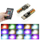 2 X T10 W5W 6 SMD 5050 RGB LED Light Car Wedge Side Reading Bulb Remote Control