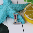 Women Necklace A-Z Letters Colored Diamond Pendant Chain Gift Jewelry (E