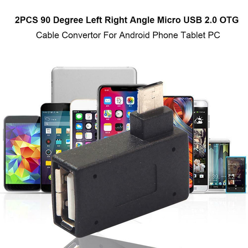 Micro 90 Degree OTG Adapter USB 2.0 Host Left/Right Angle For Phone/Tablet