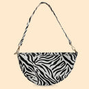 Women Leopard Pattern Shoulder Handbag Purse Portable Zipper Curved Underarm Bag