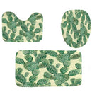 4Pcs Home Bathroom Decor Set Yellow Background Cactus Pattern Toilet Seat C