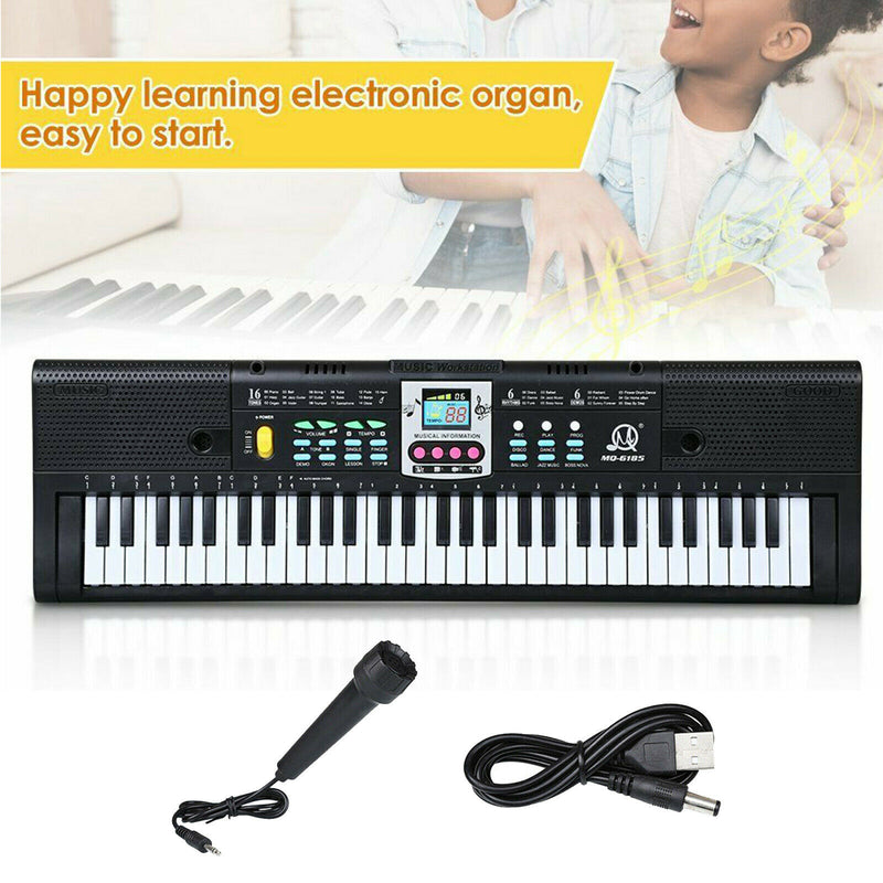 Portable 61-Key USB Keyboard Music Instruments Kids Music Learning Play for Fun