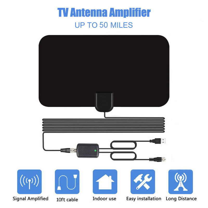 4K Digital TV Antenna 50 Mile Mini Indoor Active HDTV Aerial with Amplifier A