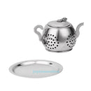 Stainless Steel Teapot Shape Tea Leaf Infuser Tray Spice Herbal Strainer Filter