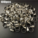 100pc Adjustable Stainless Steel Drive Hose Clamp Fuel Line Worm Clips 1/2"~3/4"