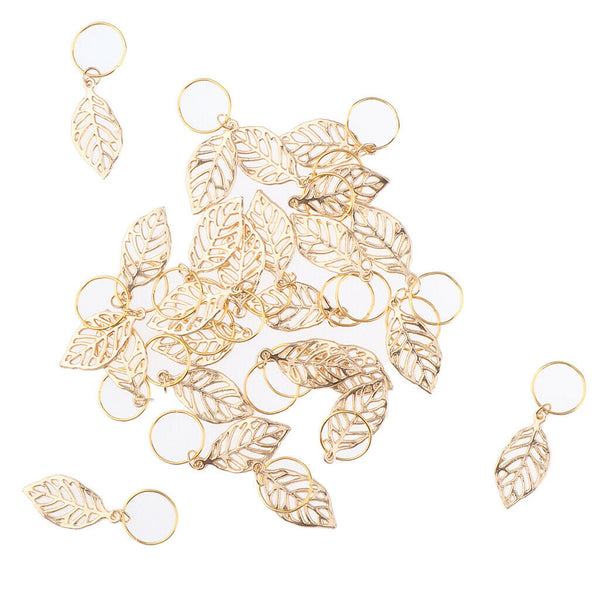 30 Pieces Hair Extension Decoration Dreadlocks Pendant Metal Leaves Bead Set
