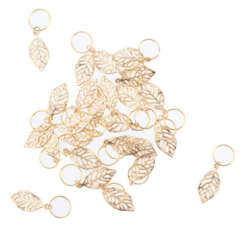 30 Pieces Hair Extension Decoration Dreadlocks Pendant Metal Leaves Bead Set