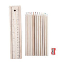 Wood Pencil Case Box Colour Pencils + Wooden Sharpener Ruler Sketching Set