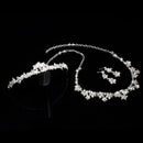 Elegant Luxurious Diamante Rhinestone Necklace Earring Crown Set  Wedding