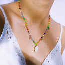 Boho Multicolor Beads Star Choker Shell Pendant Chain Necklace Women Jewelry BX