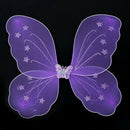 Girls Butterfly Fairy Angel Wings Wand Set Party Fancy Dress Purple