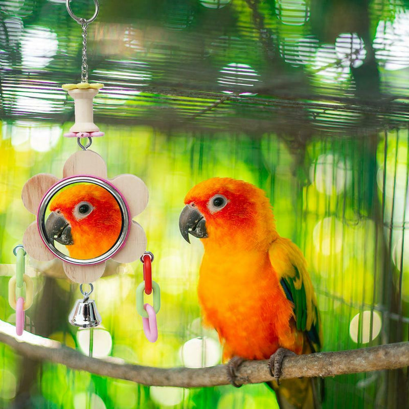 Mirror Parrot Stand Swing Bar Ladder GFIE Bird Toys With Bells Bird