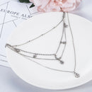 Boho Four-layers Choker Pendant Necklace Crystal Star Moon Chain Women Jewelry